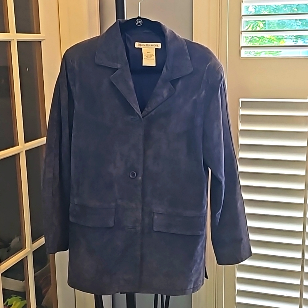 Blue leather jacket